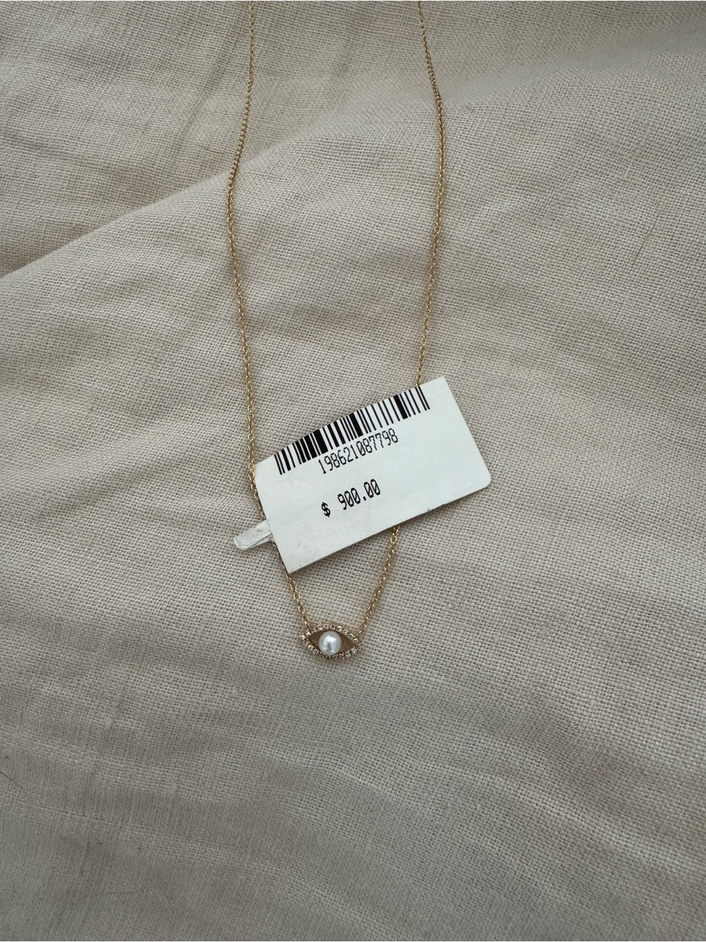 Gold Pearl Eye Pendant Necklace 18k Solid Gold